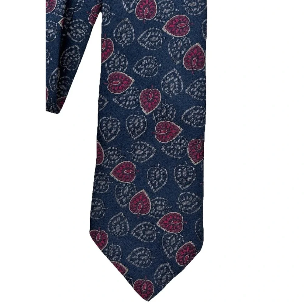 Men's Necktie American Edition Collection Palm Leaves Dark Navy With Red & Brown